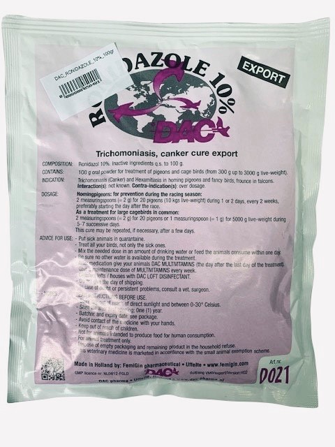 Dac Ronidazole 10% Powder 100g (Canker)